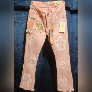 Pink ivy Celebrity Ace Stretchy Denium Flare Pink Girls Jeans Size 10.
